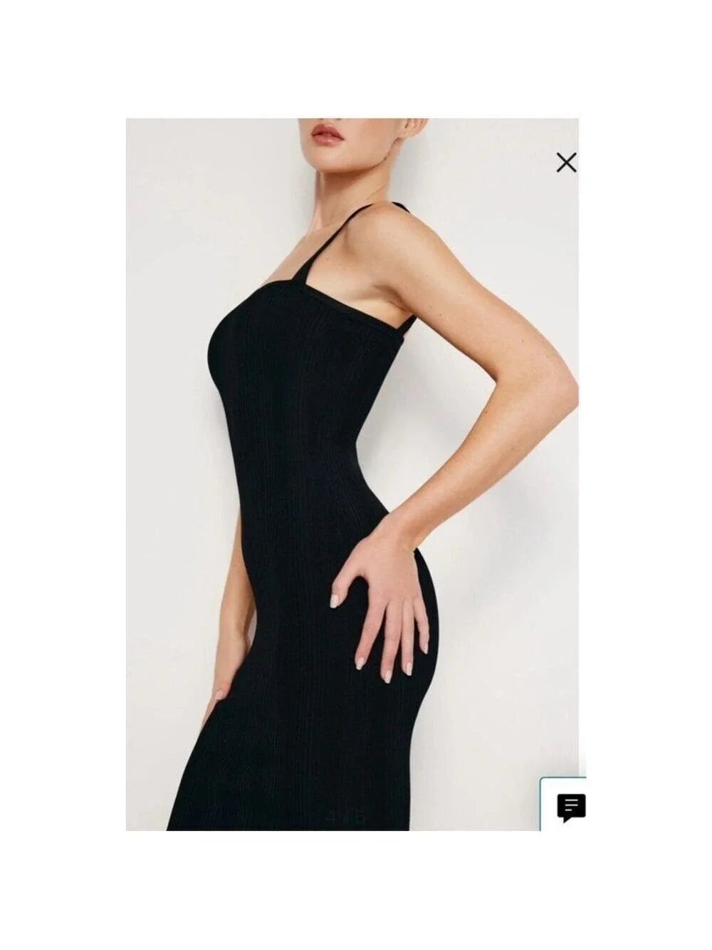 Women's GOOD AMERICAN Black Ribbed Square Neck Maxi Dress L